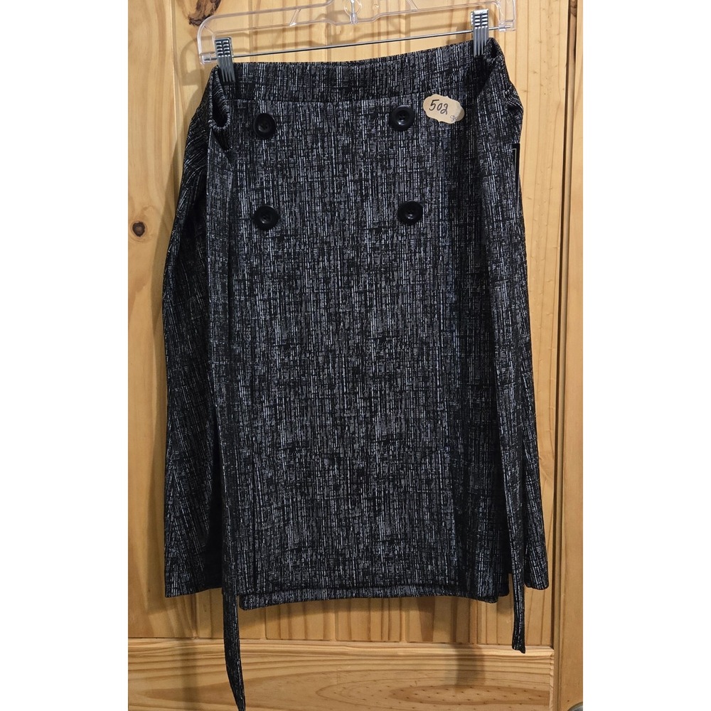 NYCC Women's Skirt Size LG Black/White Button Detail Above‎ Knee Business Casual